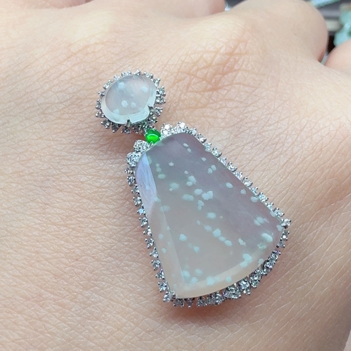 翡翠18K金镶嵌吊坠(不含链)无事牌