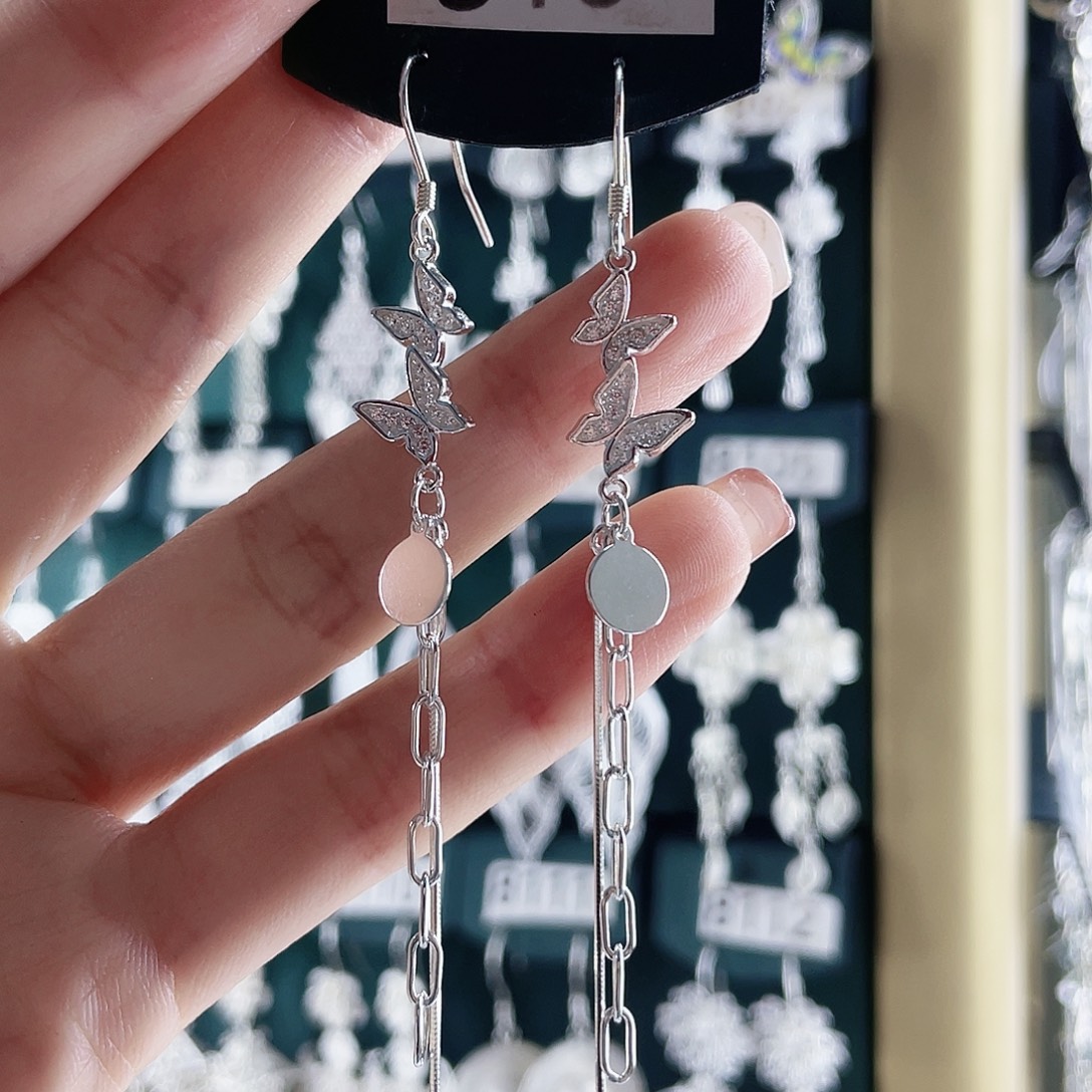 足银佰利银饰足银蝴蝶耳环