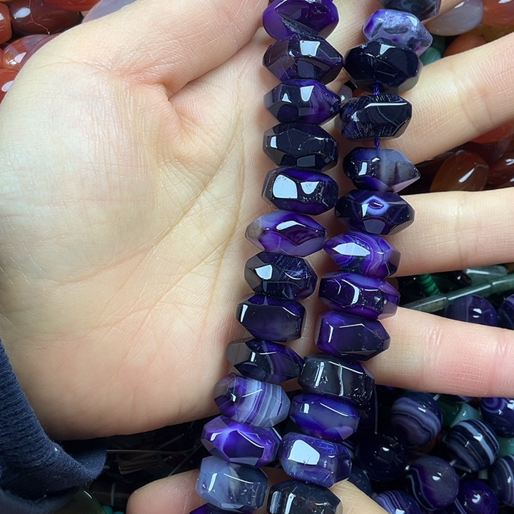 查罗石散珠合金卡15紫玛算珠切面一条