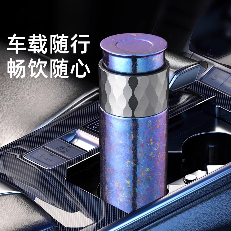 纯钛情侣车载女士大容量保温水壶送礼便携钛保温杯高颜值水杯茶杯
