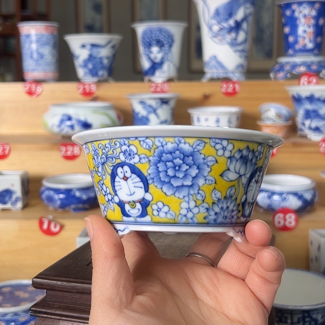 贵***哥墨奈手绘陶瓷花盆内口高