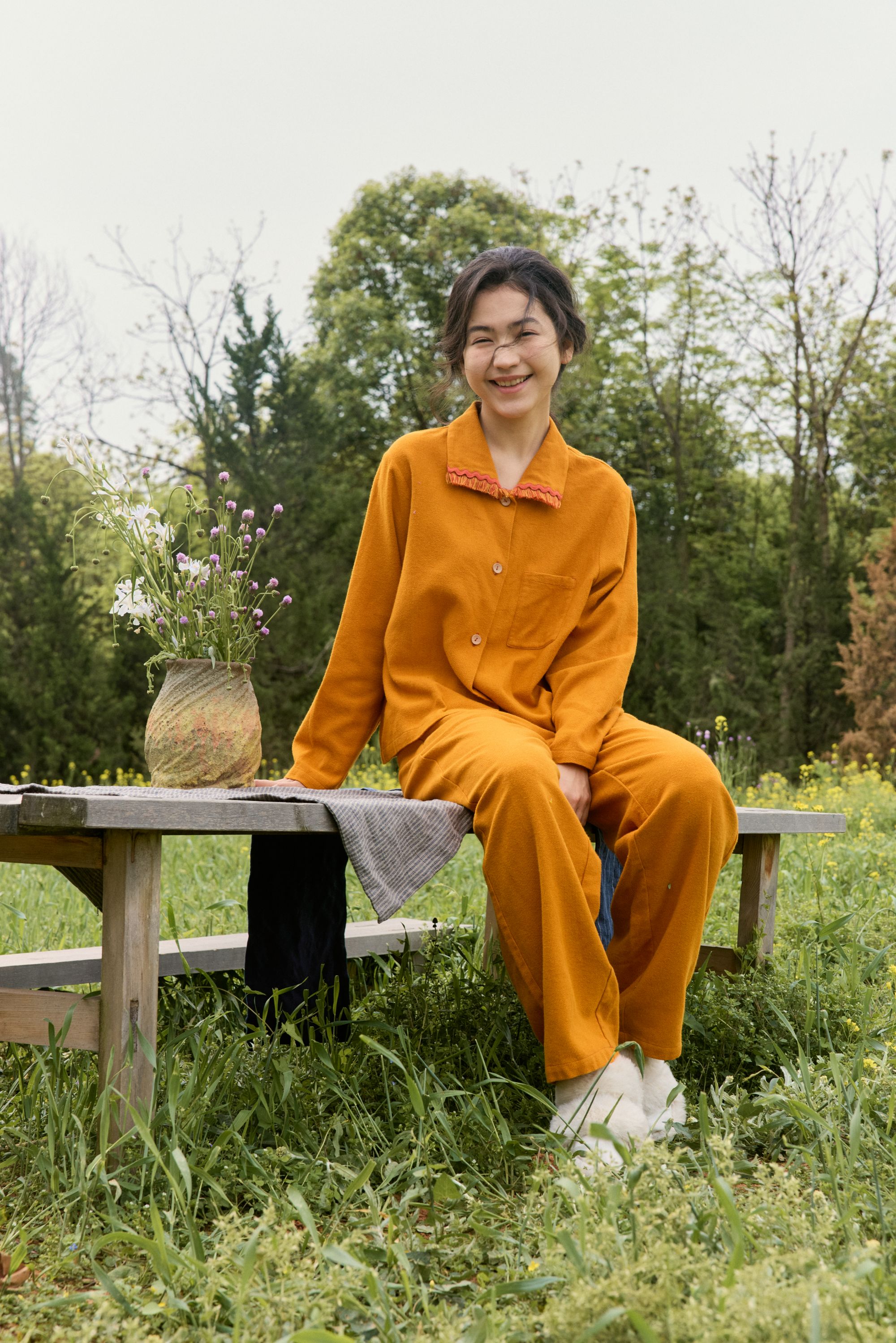 朵朵可可25年秋冬新款翻领对开长袖长裤女士家居套装252cz010