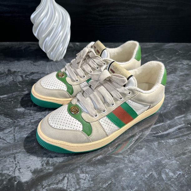 99新 GUCCI/古驰 37码/经典绿色脏脏鞋休闲鞋