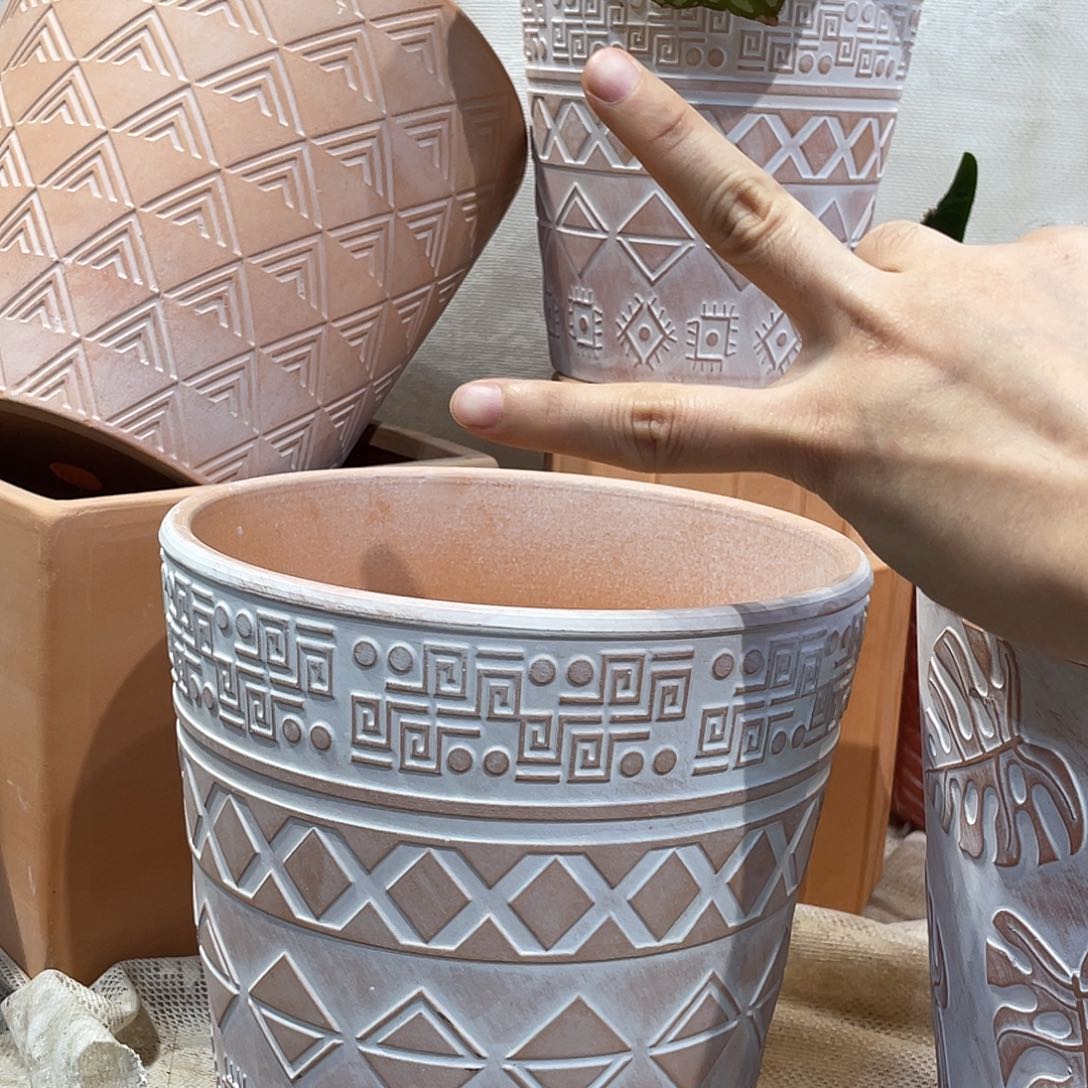 红陶16.5×16.5花盆两个