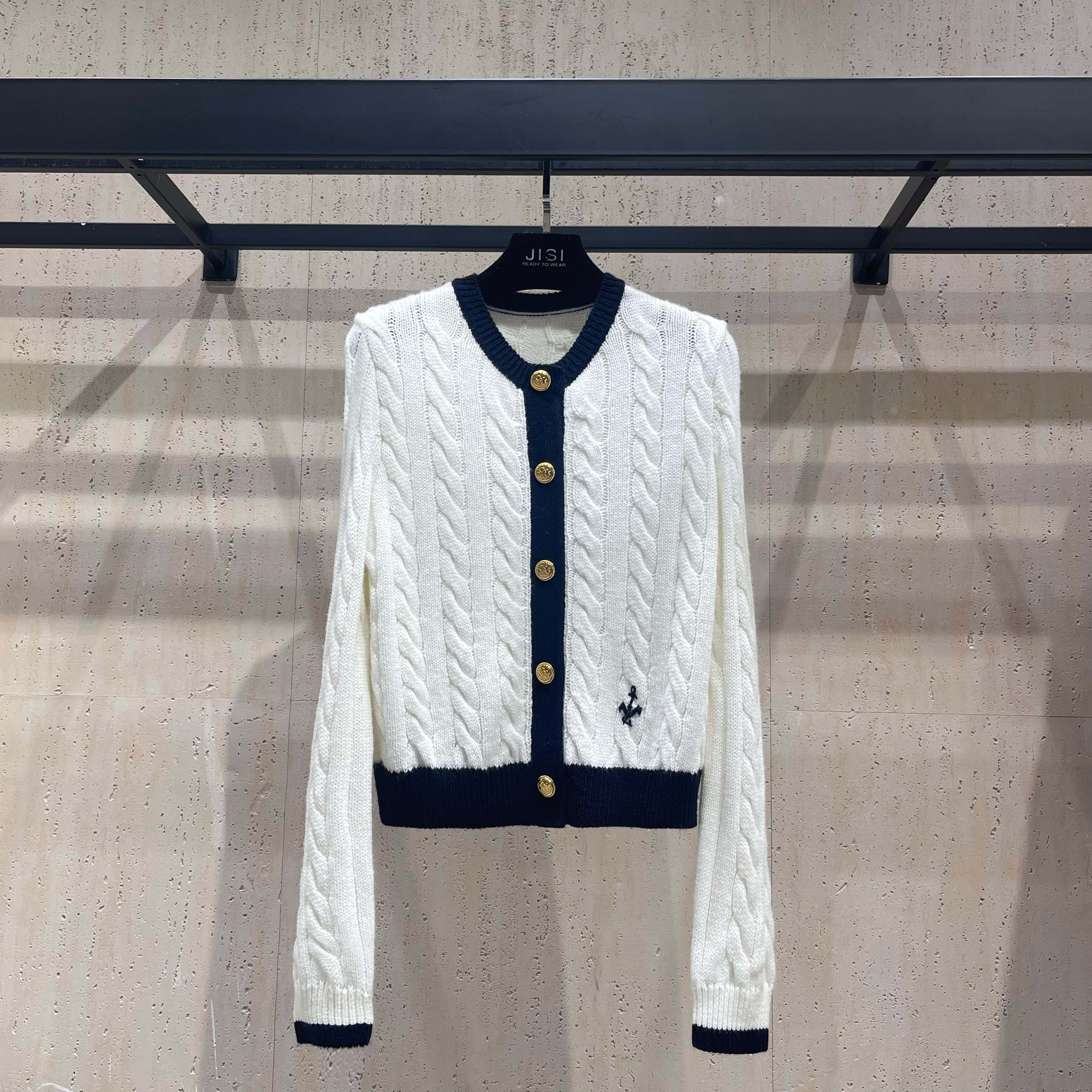 JISI 立体绞花撞色开衫薄外套-MZ24552