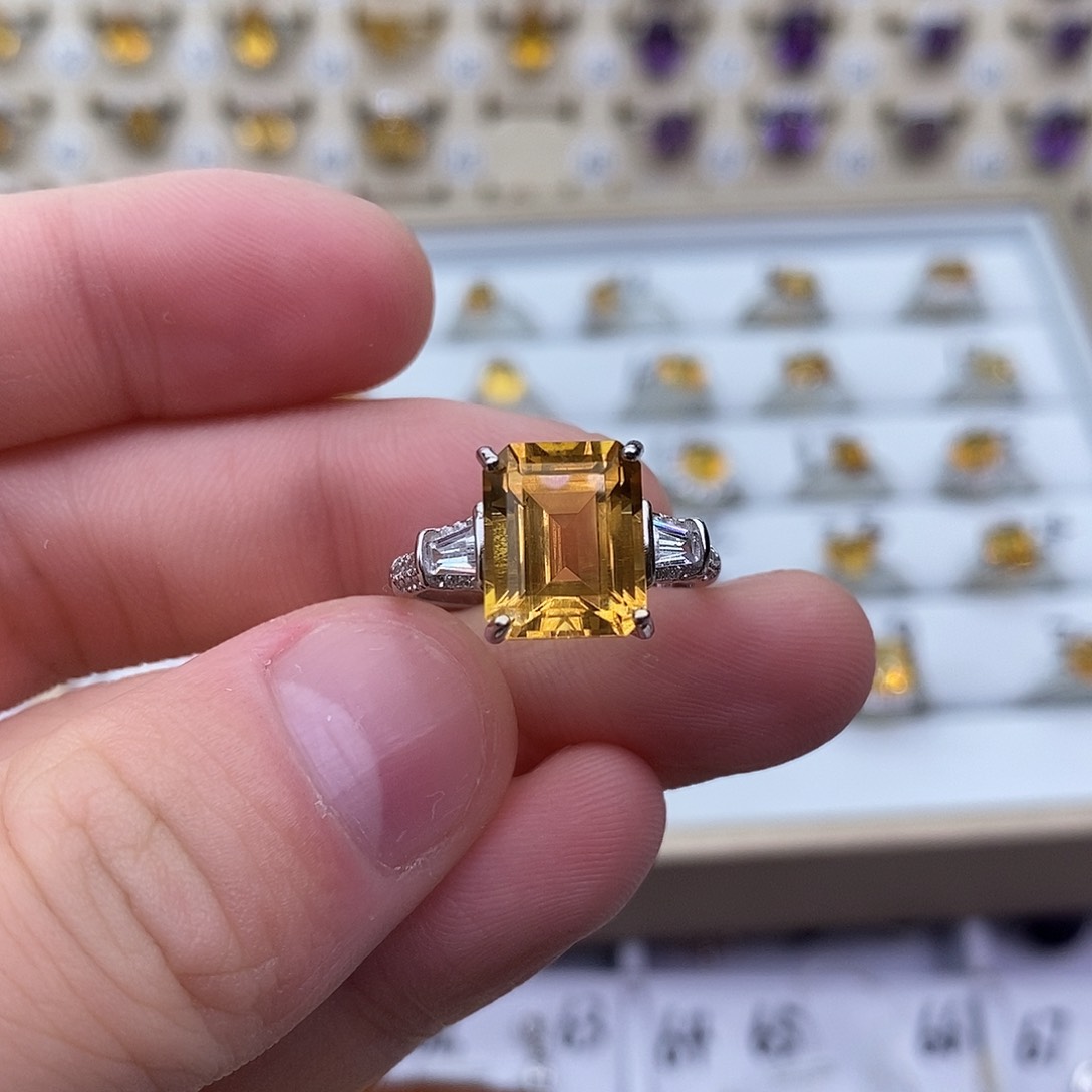 黄晶纯天然黄水晶银S925镶嵌沉*