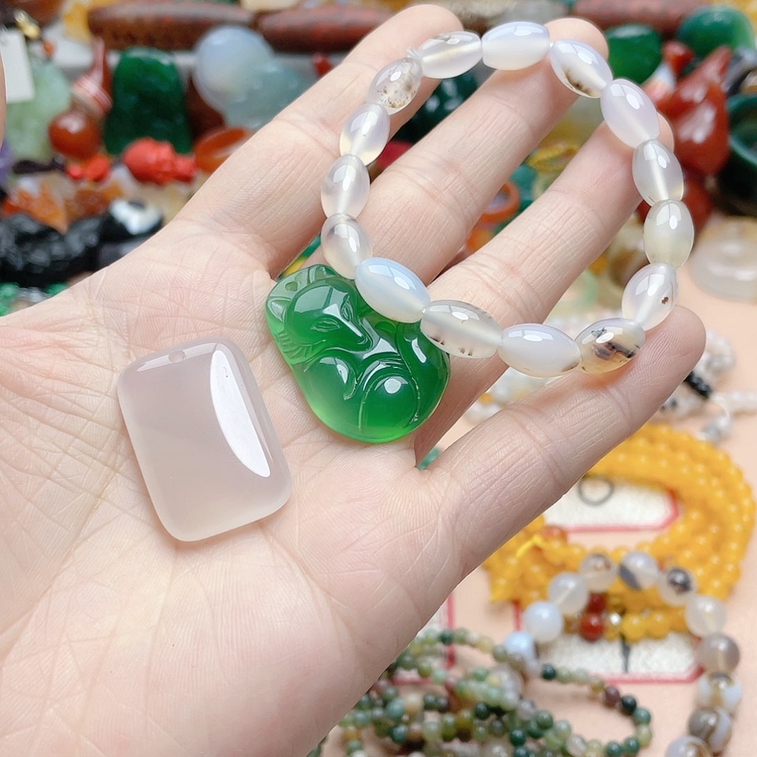 玛瑙/玉髓颈饰合金臭*