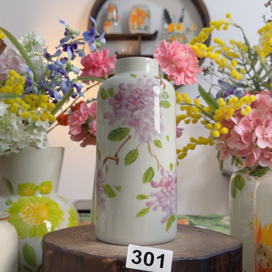摆件景德镇陶瓷手绘小花瓶摆件无孔