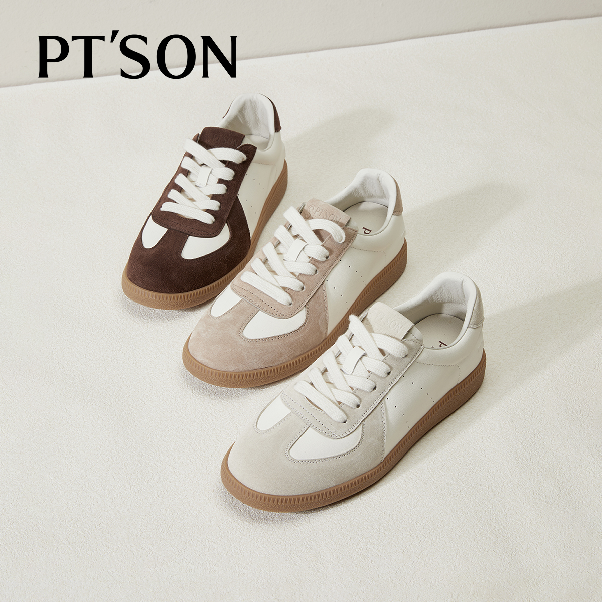 【77老师专属】百田森PRF25095德训鞋软底不累脚厚底休闲板鞋小白