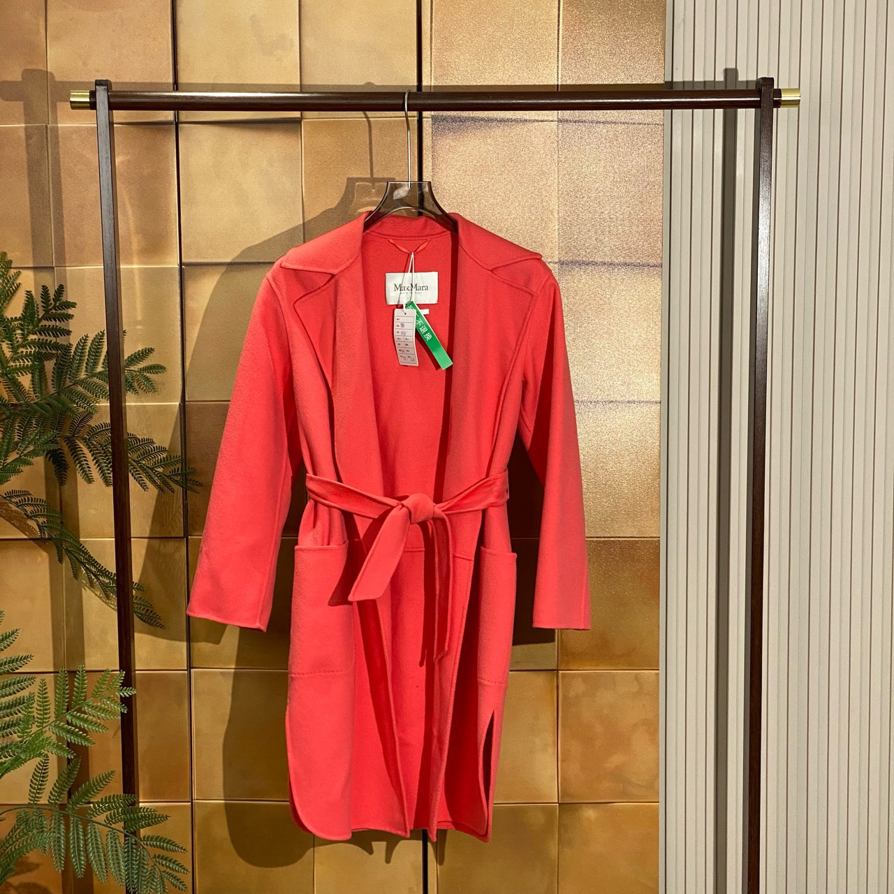 MaxMara 粉色双面腰带羊毛大衣/38码/99新/25535