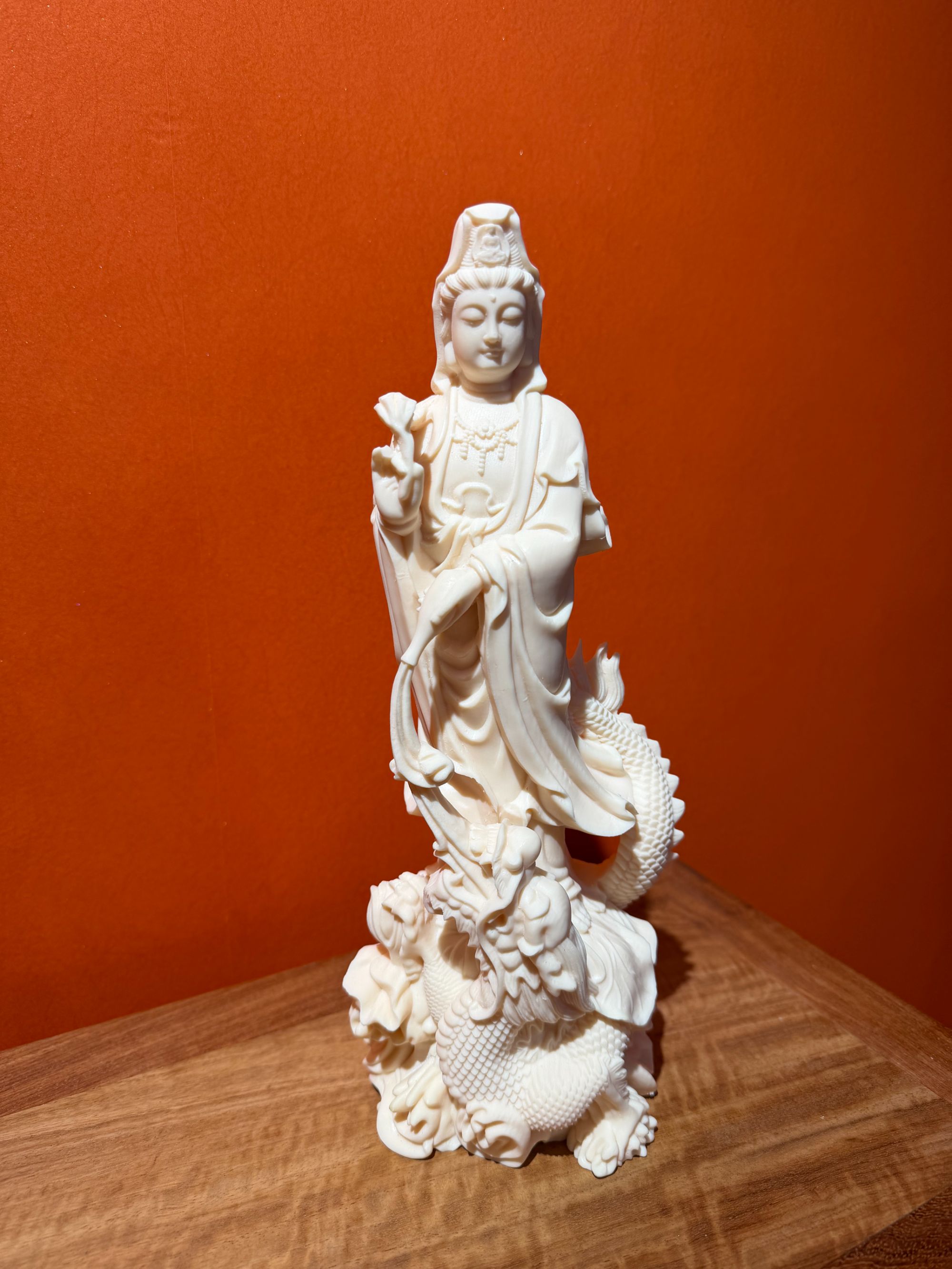 象牙果御龙观音菩萨摆件家居客厅车载雕佛像保平安工艺品装饰包邮