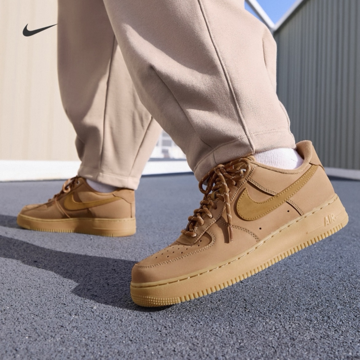 NIKE/耐克 男子Air Force 1 '07小麦色空军一号运动鞋CJ9179200