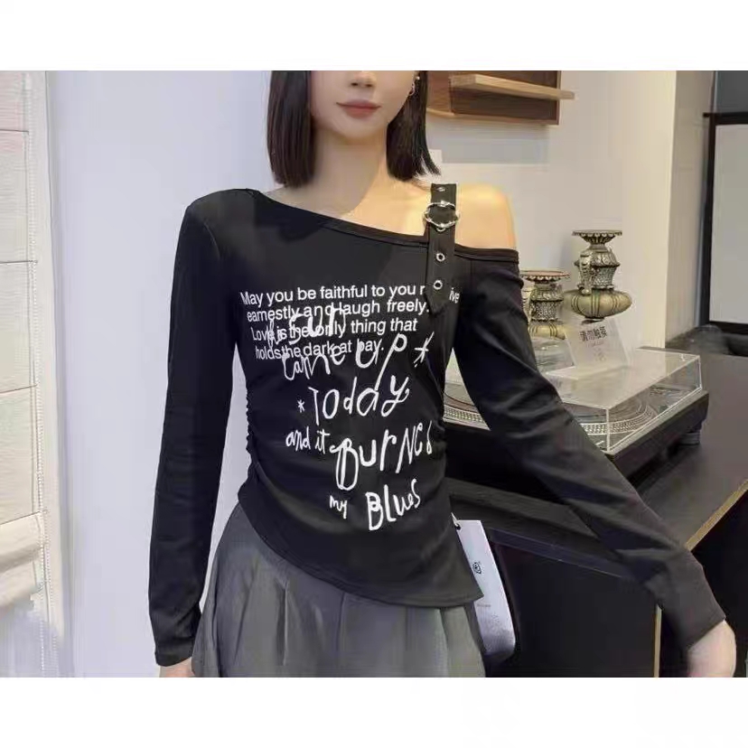 【宜宾衣世界】C95778长袖打底显瘦针织时尚百搭修身女士T恤