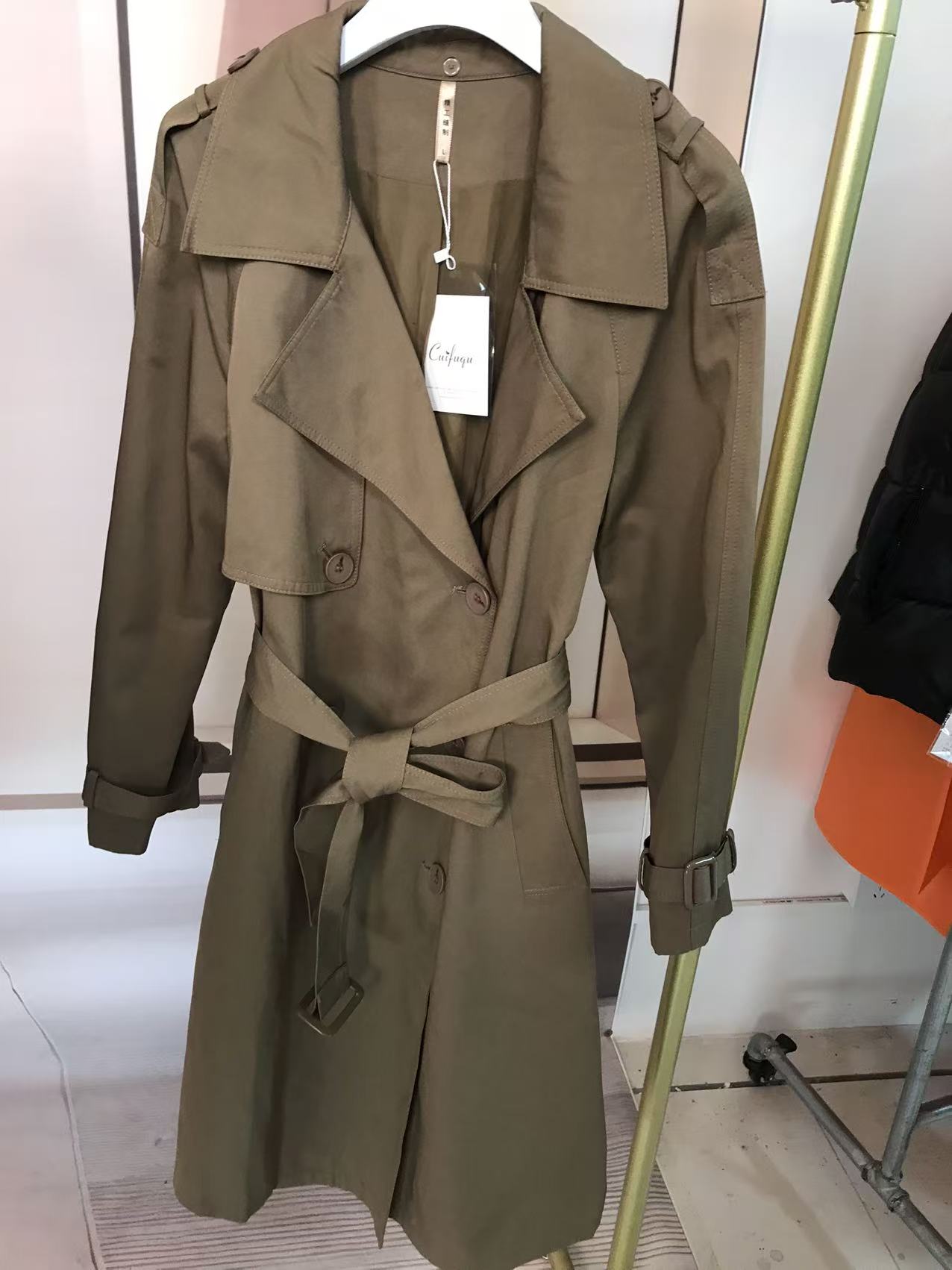 时尚韩版新款腰带风衣外套