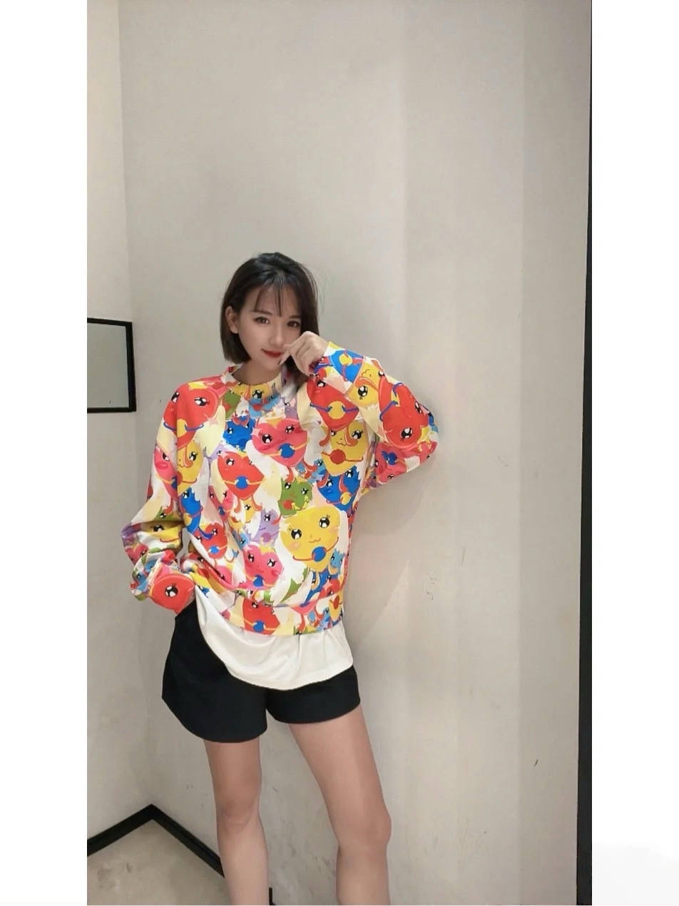 （不退换）5300746中长款女圆领春款时尚设计师重工休闲卫衣