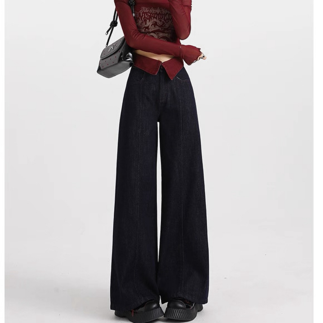 【直播链接】秋季慵懒风宽松百搭高腰阔腿裤卡其牛仔裤女秋