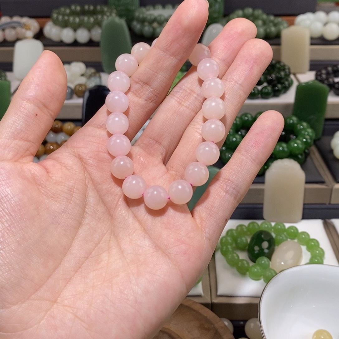 和田玉手串未镶嵌?****?卡10浓藕粉