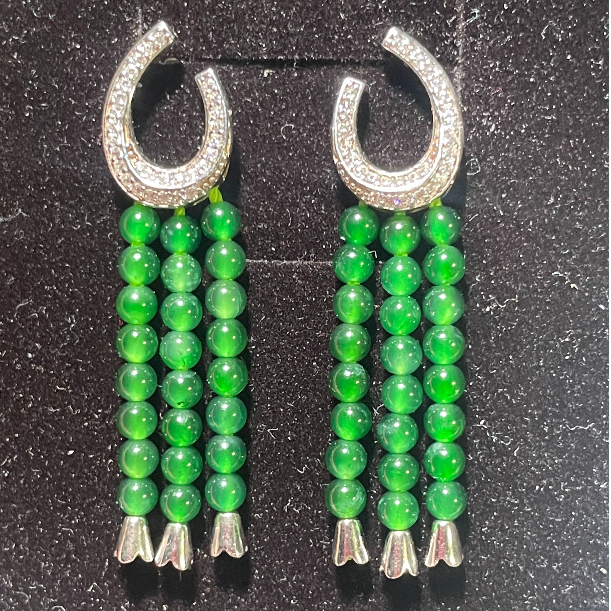 天然A货翡翠小米珠耳坠