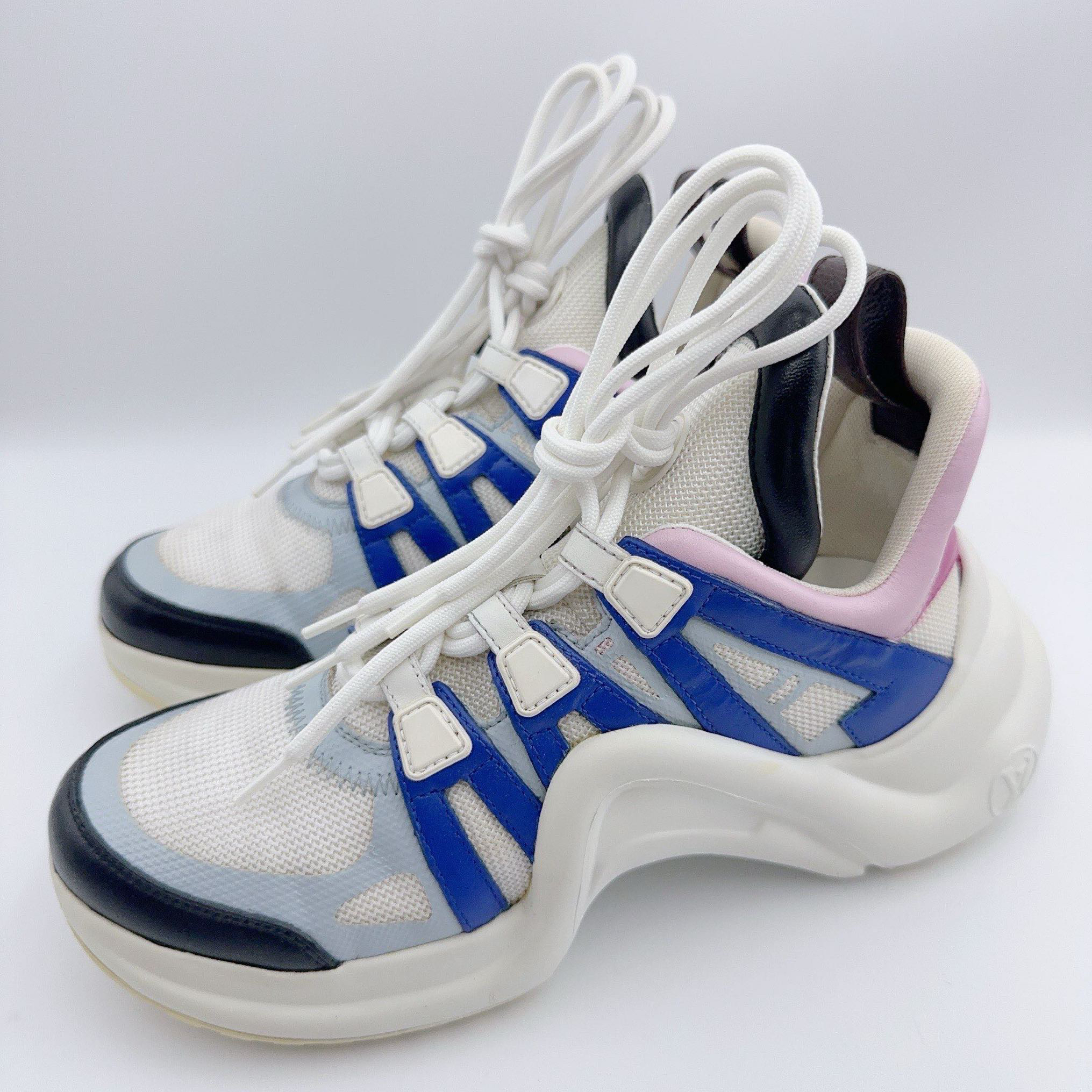 95新 LouisVuitton/路易威登 36.5码/蓝白粉拱桥老爹鞋/01721