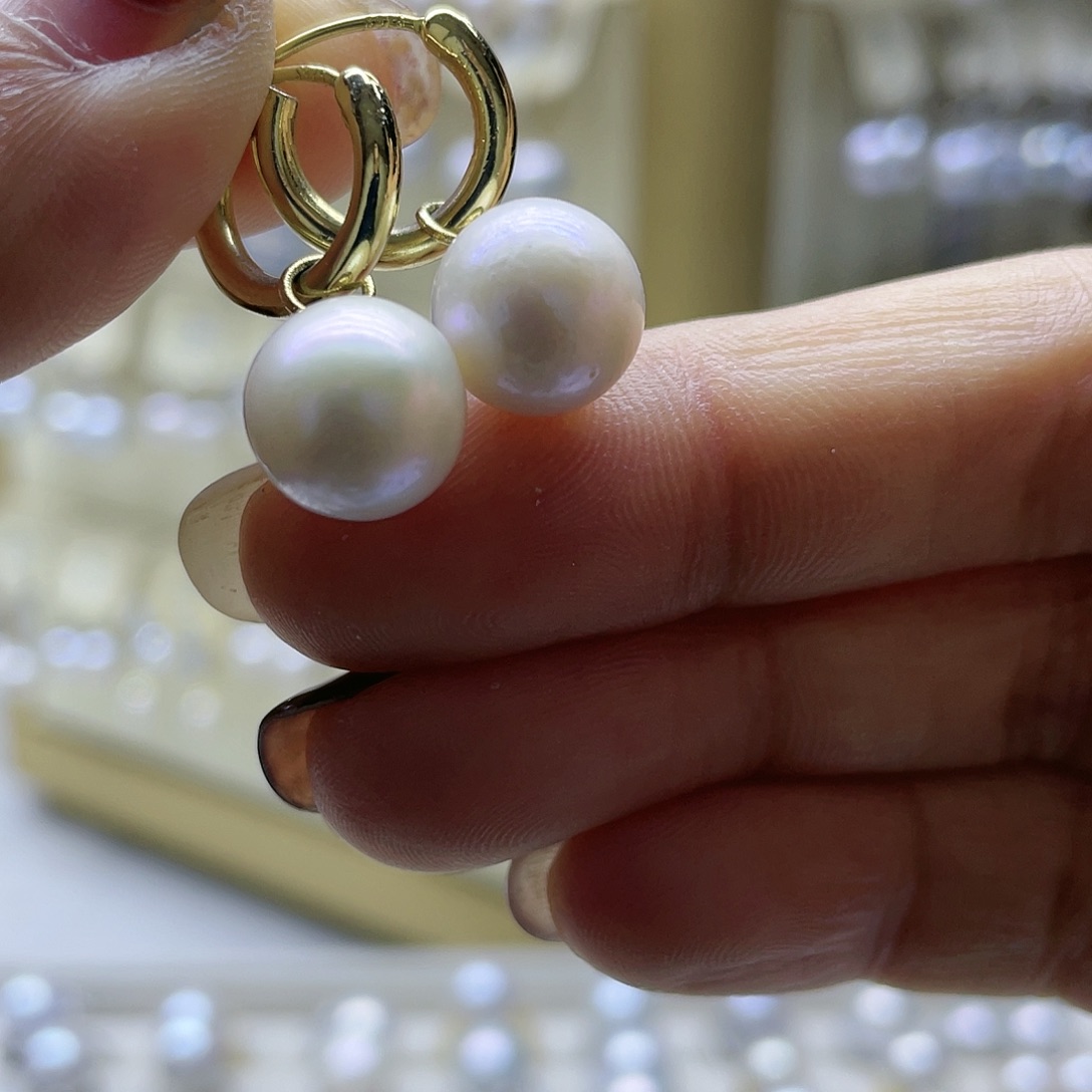 淡水珍珠耳饰银S925镶嵌