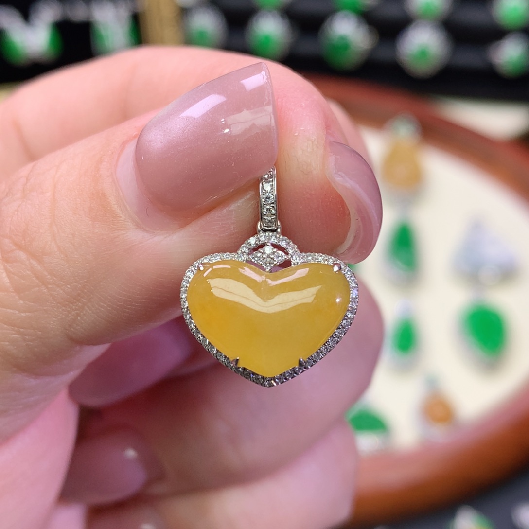 翡翠18K金镶嵌吊坠(不含链)