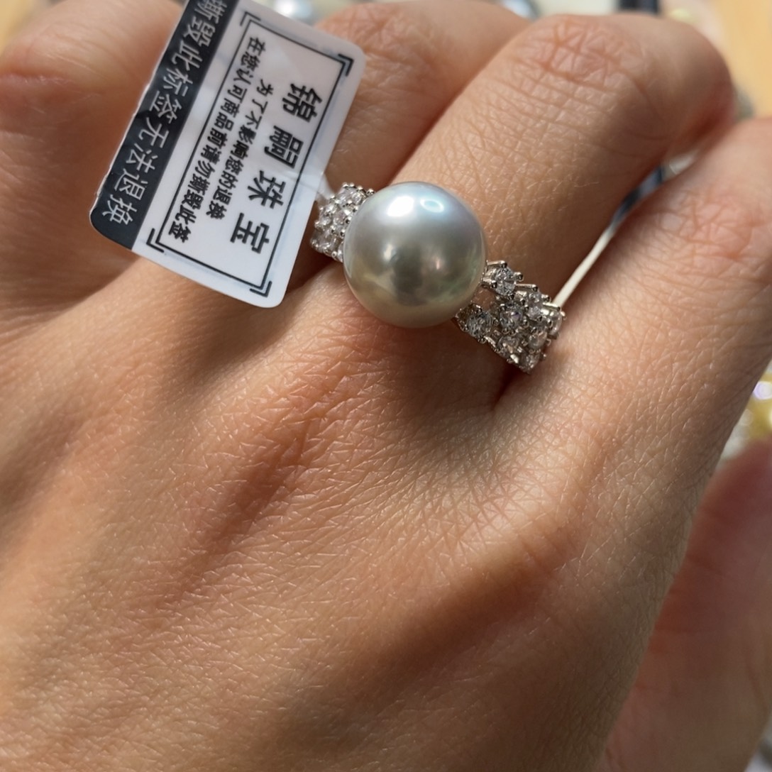 海水珍珠戒指银S925镶嵌
