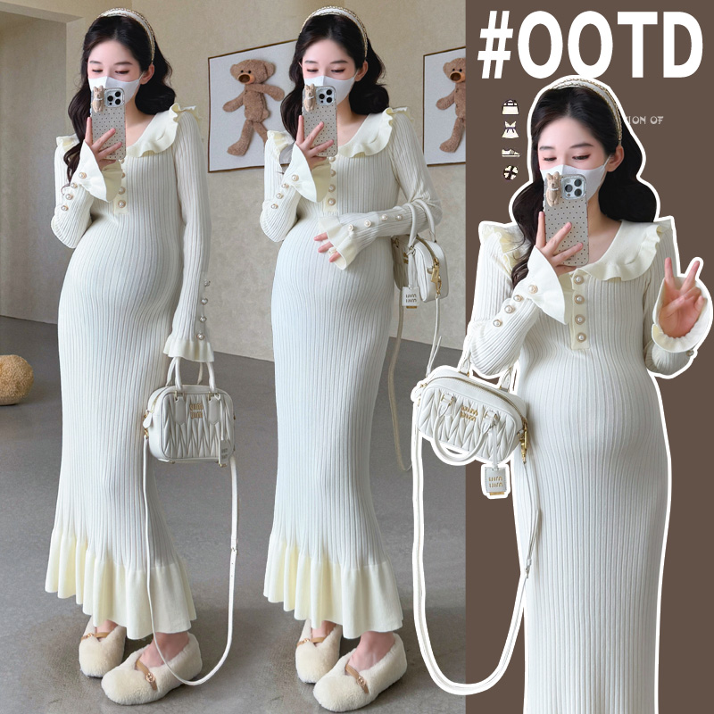 新款孕妇装大码针织孕妇连衣裙韩版孕妇打底裙孕妇鱼尾裙