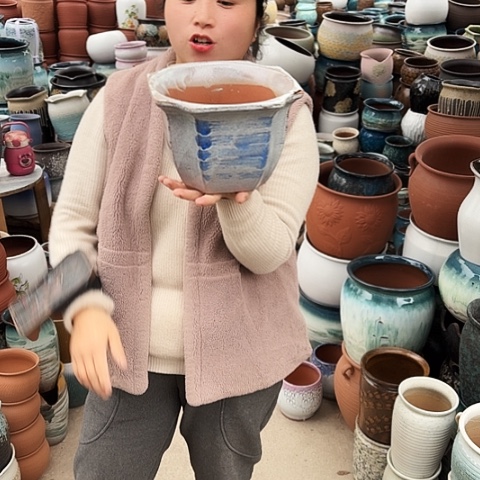 口21高15瑕疵盆子。