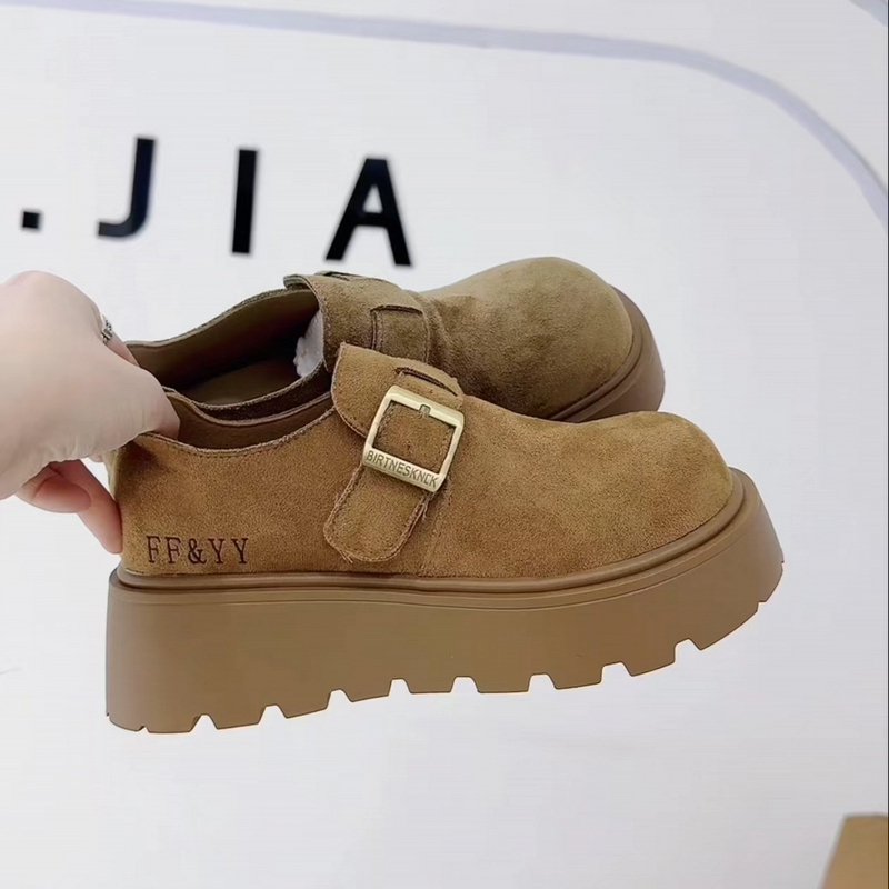 增高厚底驼色勃肯鞋女鞋子2025新款秋季小个子一脚蹬博肯乐福单鞋