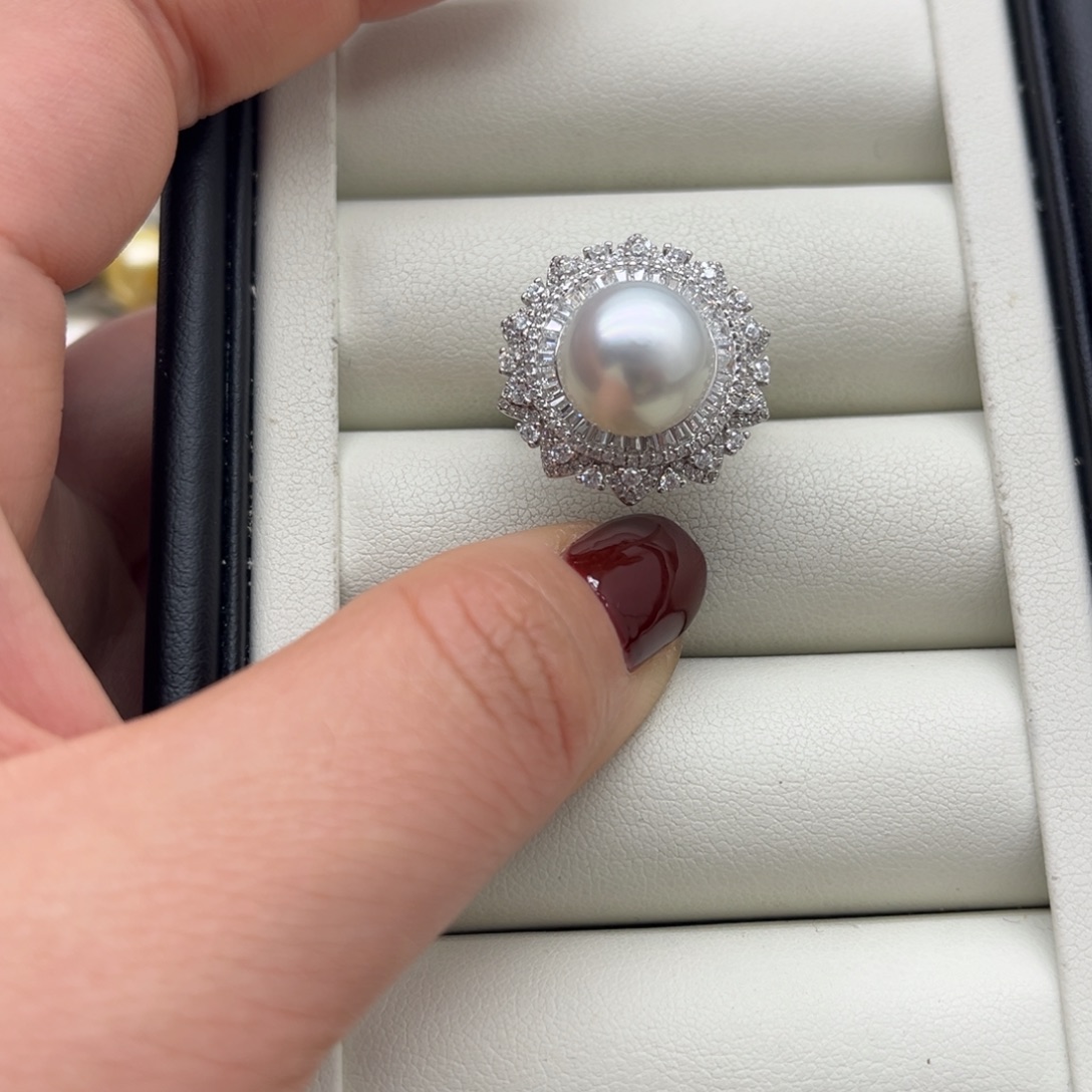 海水珍珠银S925镶嵌戒指