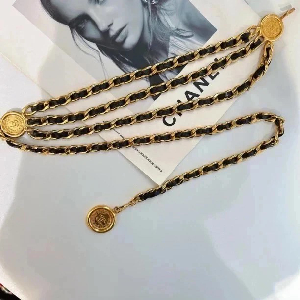 95新 Chanel/香奈儿 Chanel vintage香奈儿中古三层皮穿腰链