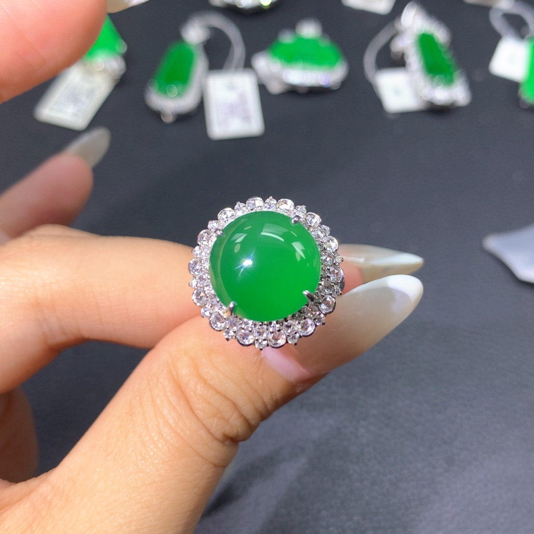 翡翠戒指18K金镶嵌两用款