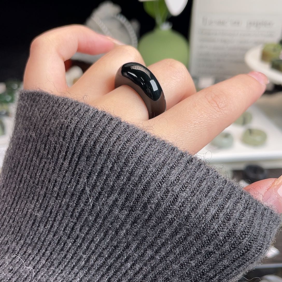 和田玉未镶嵌戒指h22墨绿馒头17.6不退换