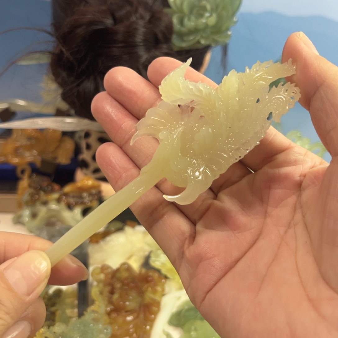 蛇纹石玉合金发饰