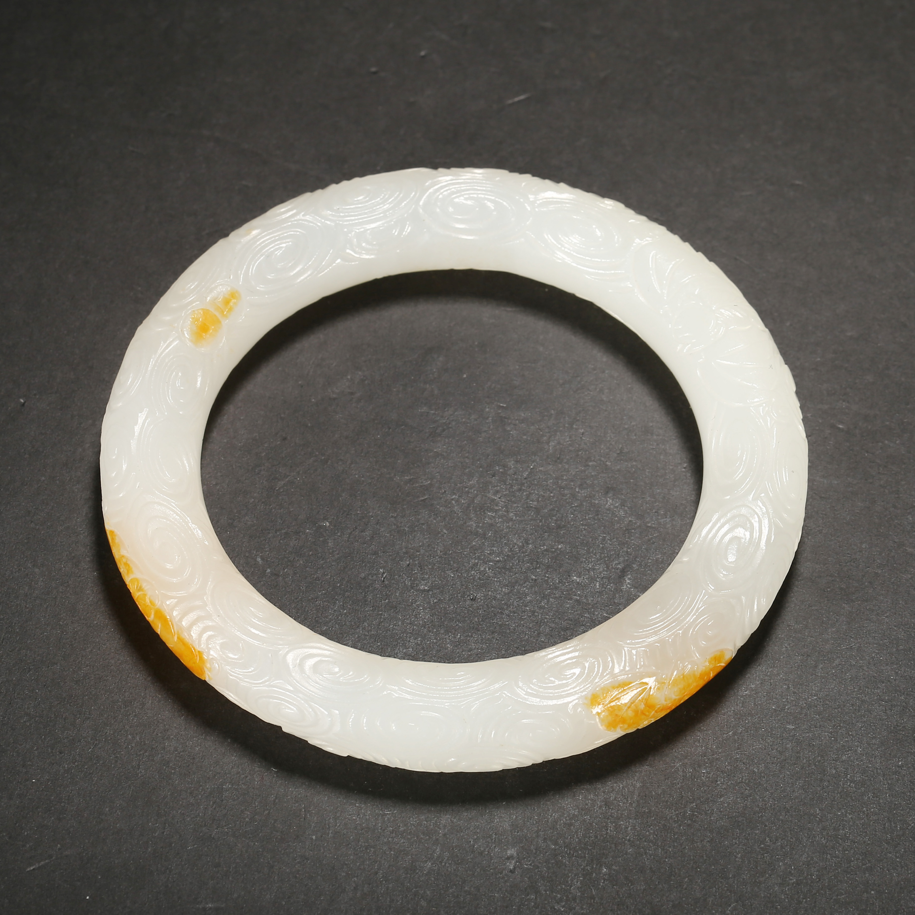 清代*福在眼前俏色白玉镯/13ALG0776/和田玉【北京文博】