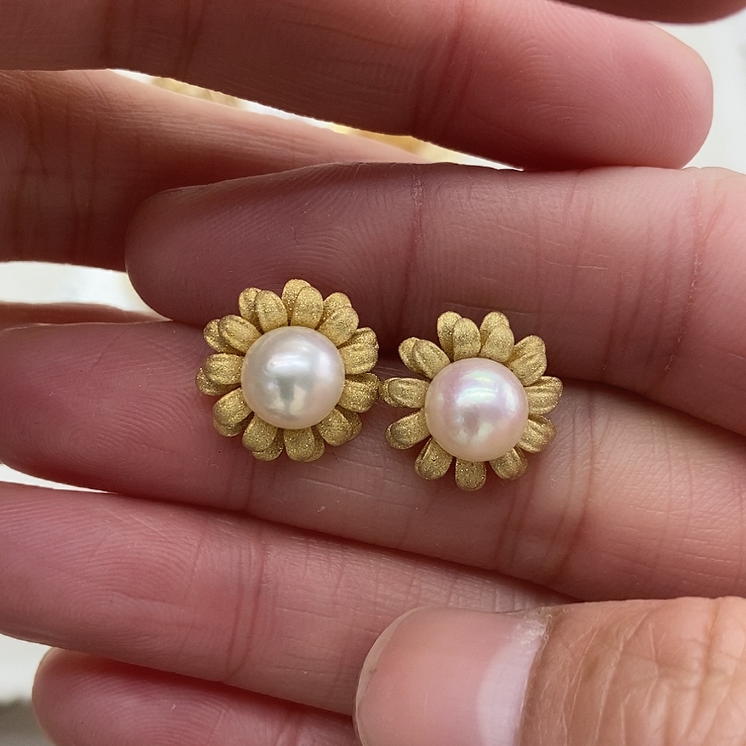 海水珍珠耳饰银S925镶嵌