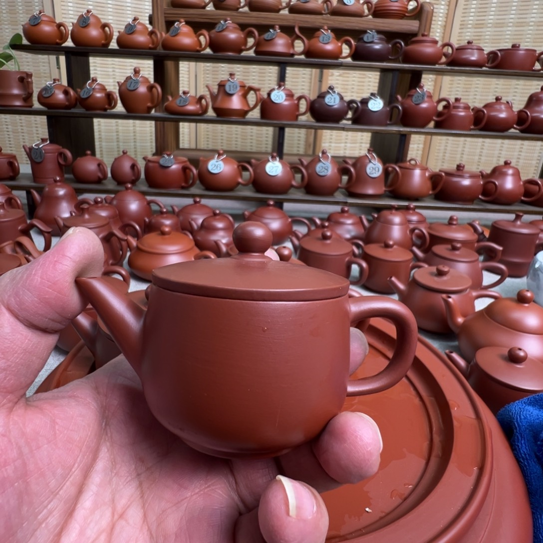都***人茶壶紫砂潮州手拉朱泥壶，微瑕不退换