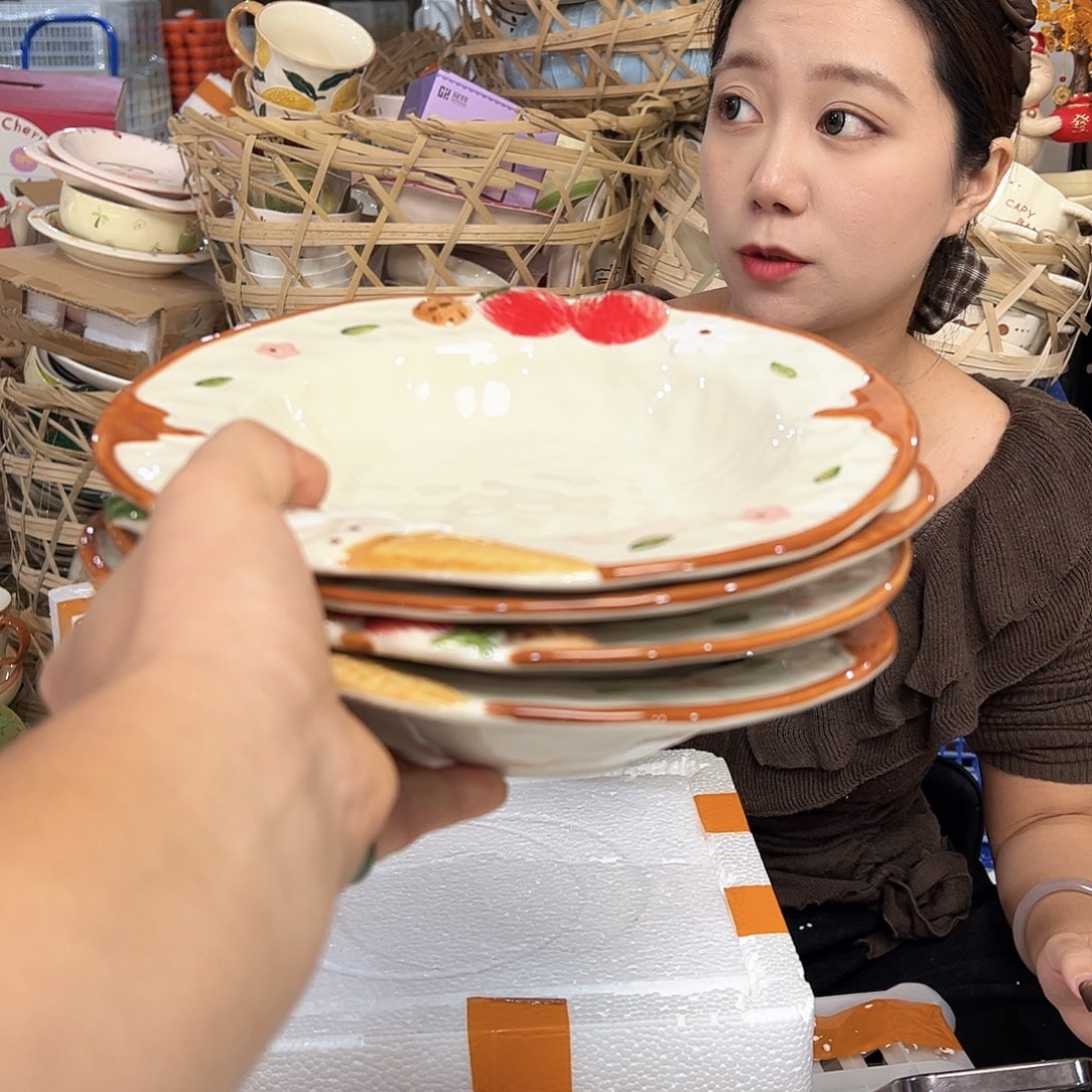 摆件潮州陶瓷工厂4个草帽