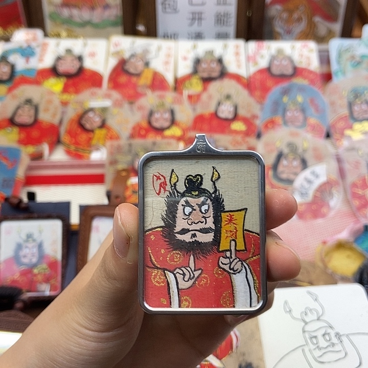 吊坠孤品朱砂奎爷来财项链锌合金