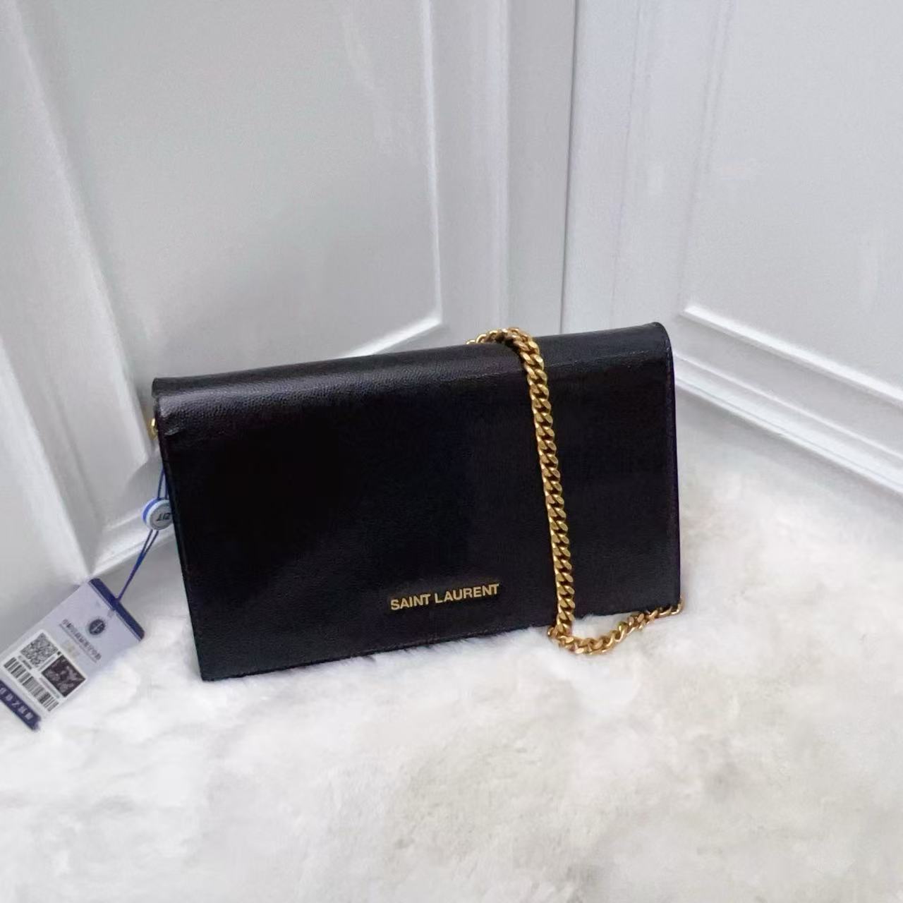 95新 YSL/圣罗兰 （铭）YSL黑色链条单肩包，典雅大气