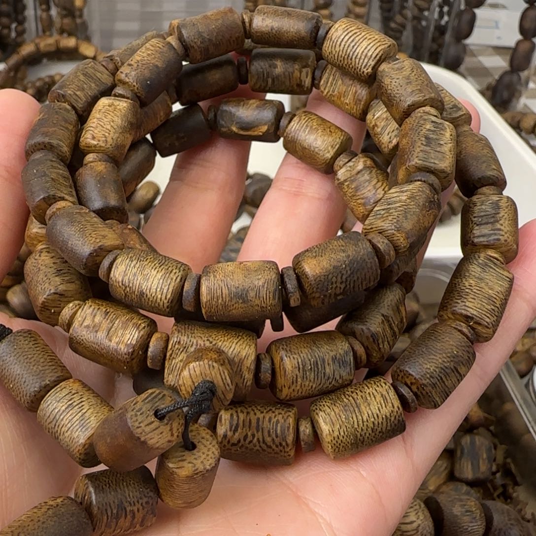 沉香手串用****3多圈海南老白棋板头老料36.2克
