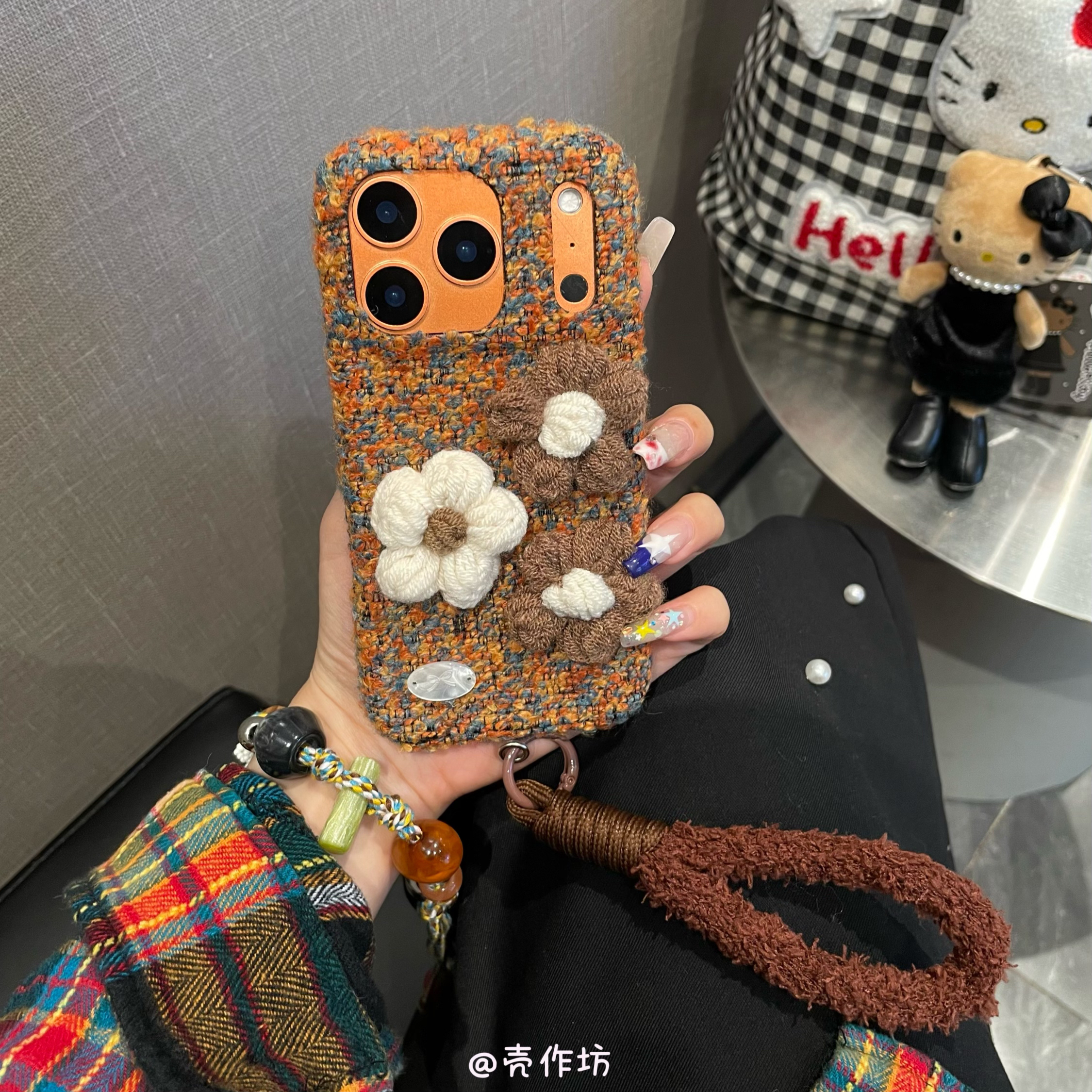 秋冬立体小花苹果手机壳适用iPhone17pro/16pro/15/14毛绒全包边