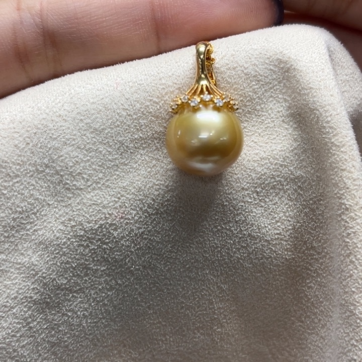 银S925镶嵌吊坠(不含链)海水珍珠13-14mm123号