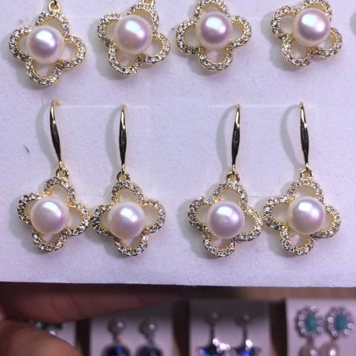 淡水珍珠耳饰银S925镶嵌