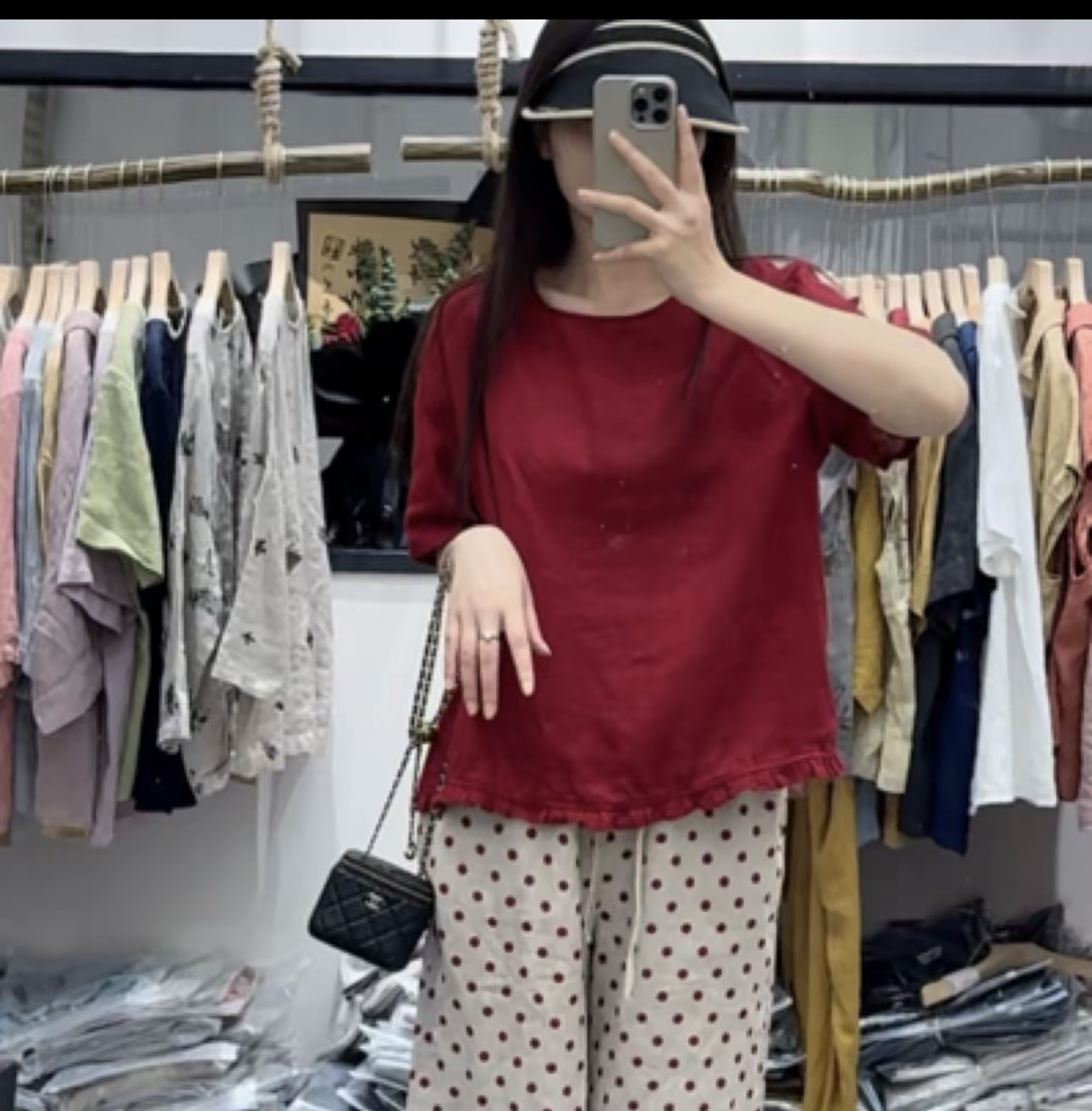 汉麻夏季前后两穿拼接木耳花边洋气时尚百搭小衫