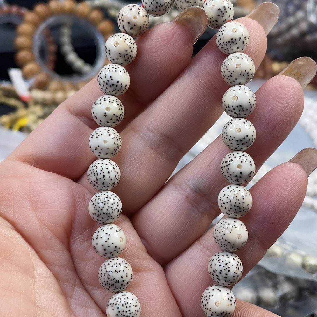 手串星月菩提石玉料月留白圆珠手持尺寸9