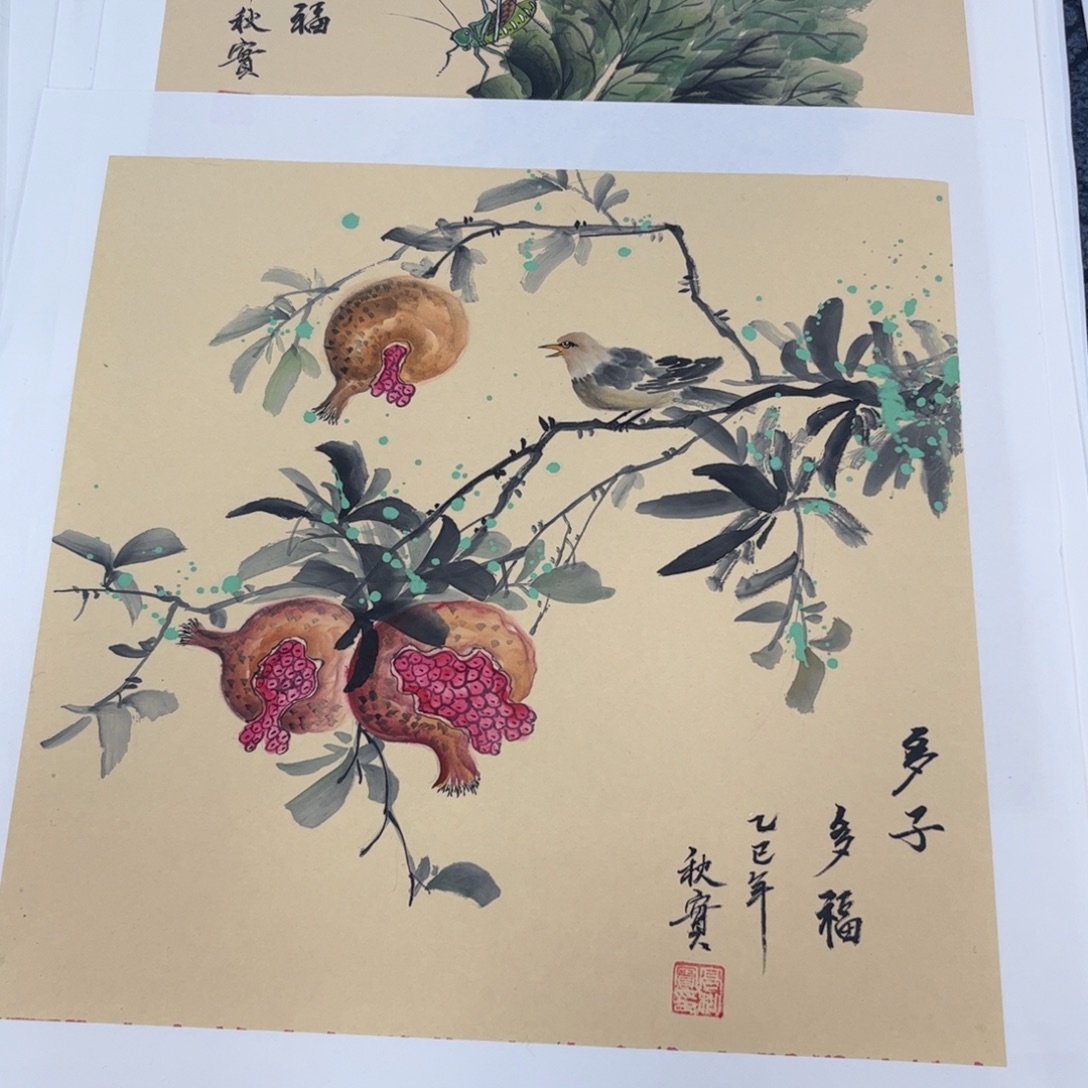 国画三尺斗方花鸟s