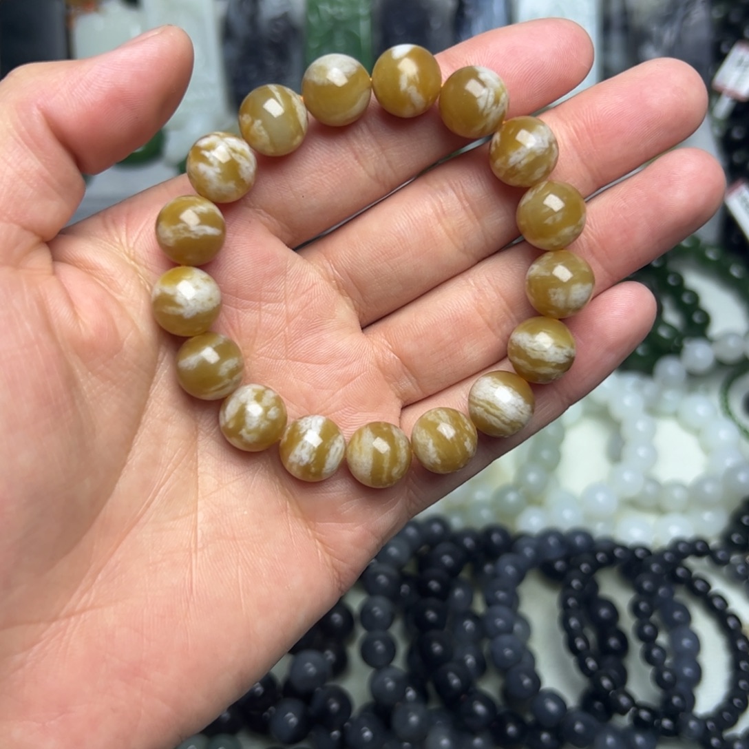 和田玉（糖玉）未镶嵌手串特细特油12