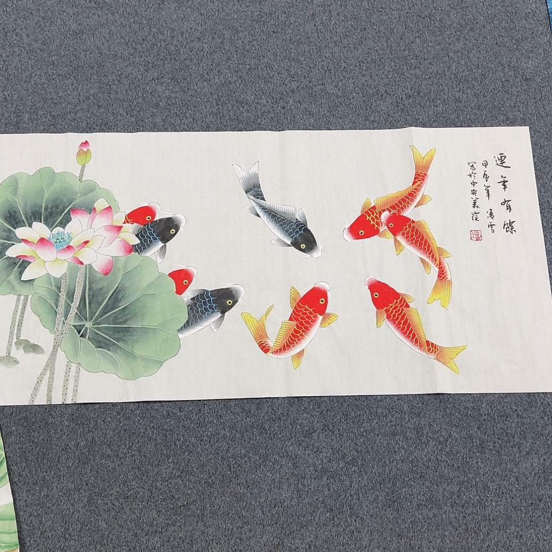 国画尺寸50X100手绘作品 