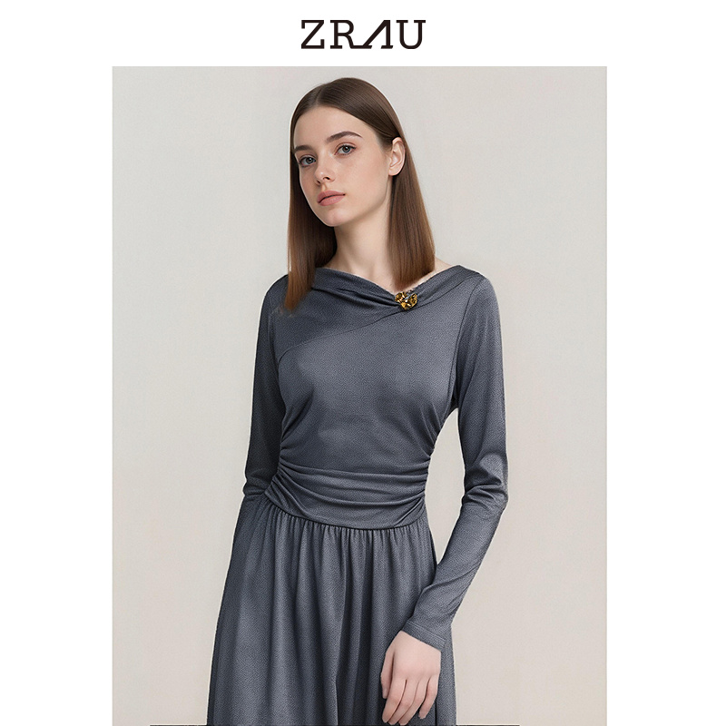 【达人专属】ZRAU夏季新款甜酷风气质收腰长袖连衣裙Z1251L0031